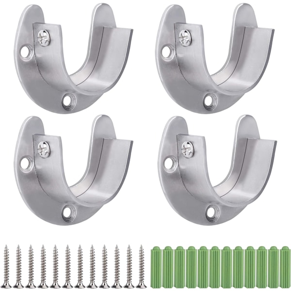 Rostfria garderobsstångsfästen, 4 st U-formade gardinstångsfästen