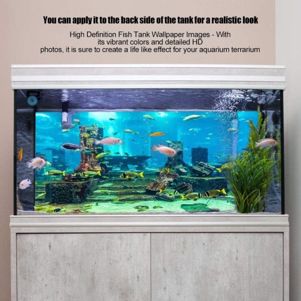 Akvariebaggrund Undervands Plakat PVC Koraller Fisk Tank Dekoration Væg S