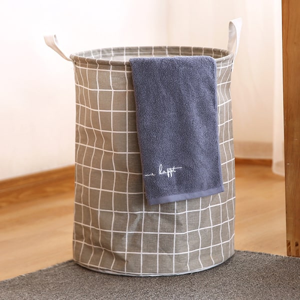 Sammenklappelig vasketøjskurv med snoretræk, (grå) 35*45 cm