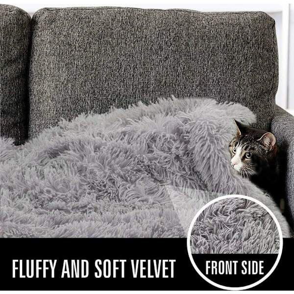 2 stk. Fluffy plys tæpper til hunde kat dobbeltsidet måtter vaskbar blød og