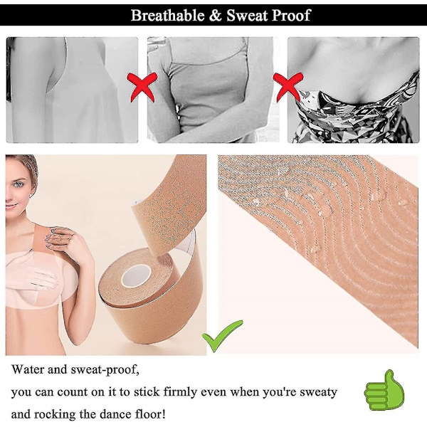2 st Brösttejp Hudfärgad, Andningsbar Bröstlyfttejp, Push Up Tejp