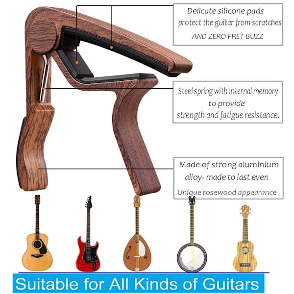 Capo för gitarr i rosenträ med stämgaffel