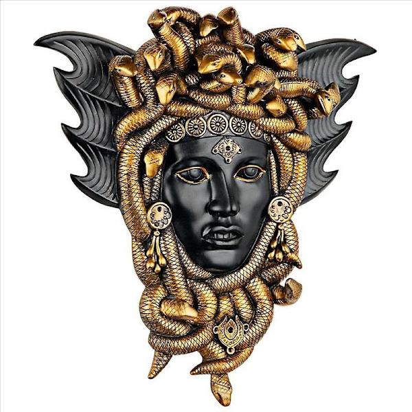 Medusa Grekisk Ormhuvud Väggplakett Harts Väggskulptur Heminredning