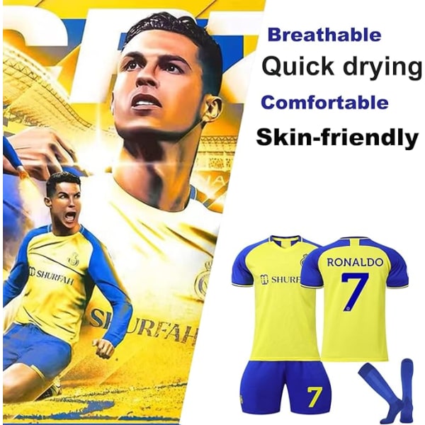 Barn Ronaldo Fotbollströja Kit, Fotboll Sportswear Set Present för B