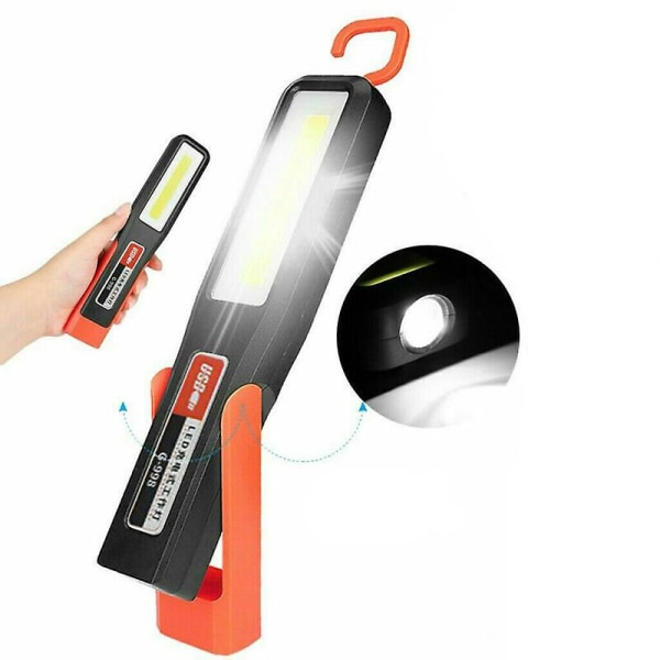 2 stk. Cob Led trådløs magnetisk arbeidslys USB inspeksjonslampe lommelykt oppladbar