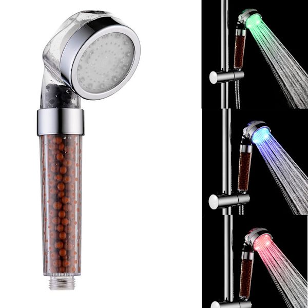 LED Duschkopf, Bad Duschkopf Handbrause 7 Farben LED Handbrause Hochdruck Duschkopf Wassersparender Sprüher und Anti-Chlor-Doppelfilter