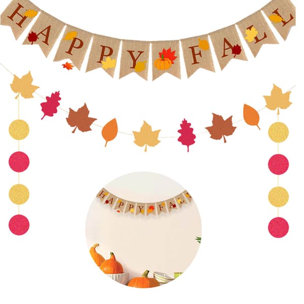 Happy Fall Banner Jute Græskar Burlap Banner Efterår Efterår Banner Efterår Burlap