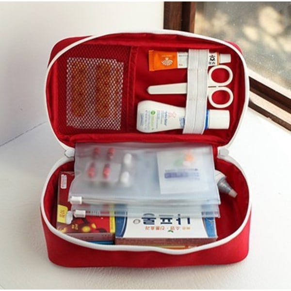 1 stk. Rejsetaske til medicin, nødtaske, førstehjælpskasse og sorteringspose (rød)
