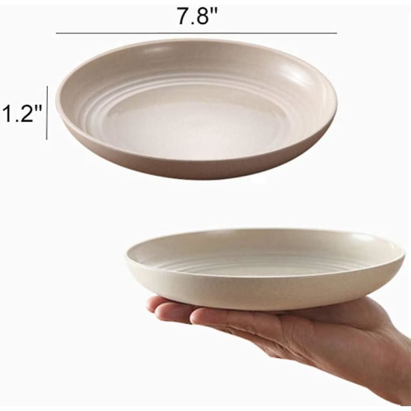 4-pcs 7.8in Wheat Stalk Dinner Plates Microwave & Dishwasher Safe, Lightwei