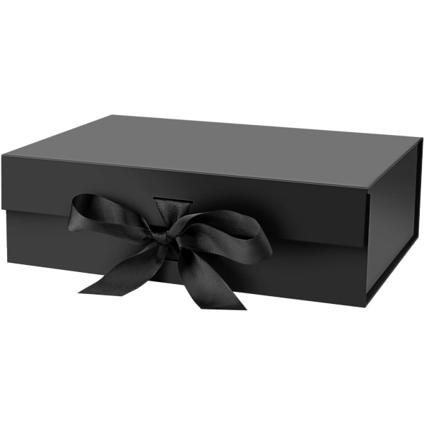 Presentförpackning med lock för presenter med band och magnetisk stängning (svart)23*