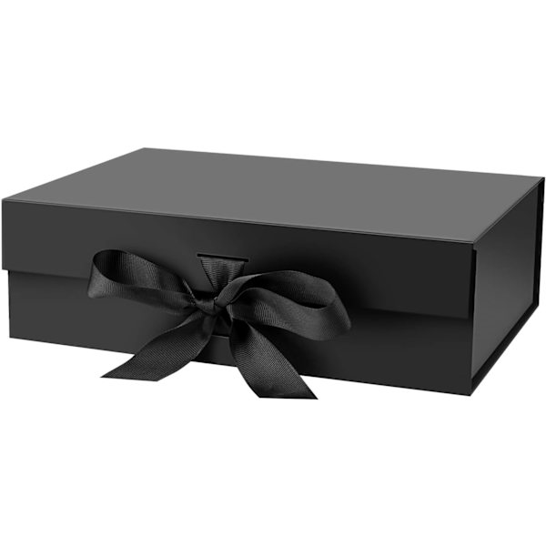 Presentförpackning med lock för presenter med band och magnetstängning (svart) 23*