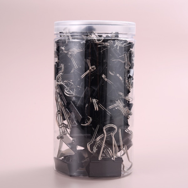 200 stk. sorte binderclips, mellemstore papirclips, metalfoldback
