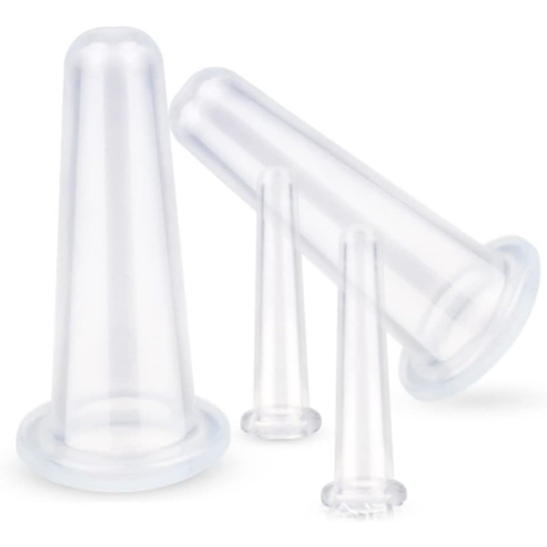 Koppningsterapi set cellulitmassager 4 st/förpackning silikon ansiktskoppning set ansikte och ögonkoppningsmassage kit vakuummassage