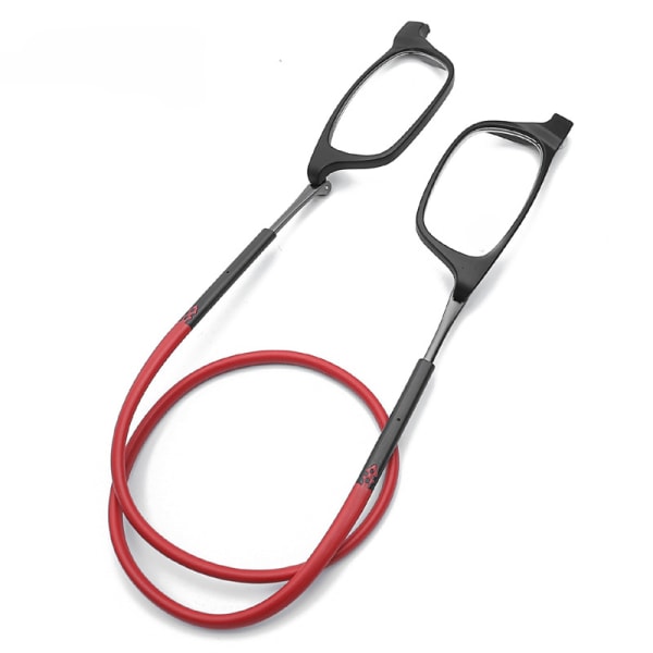 Magnetische hangende nekbril Leesbrillen+2.50-Rood-Draagbare opvo