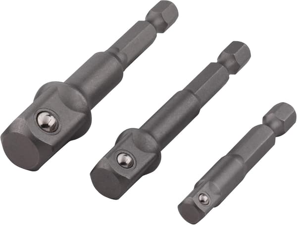 3 adaptere med 6-punkts skaft 1 adapter 13 mm (1/2\") + 1 adapter 10 mm (3/8