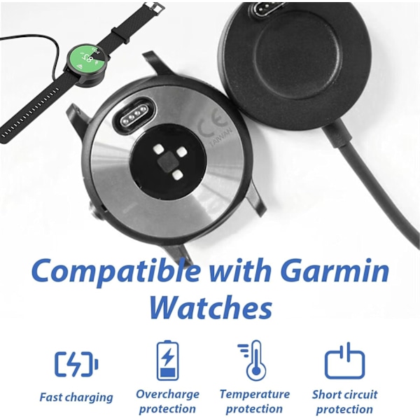 Laddare Kompatibel med Fenix, 1 Meter USB-A Cirkulär Laddstation för Fenix 7/7S/7X/6/6S/6X, 5/5S/5X, Vivoactive 3/4/4S, Instinct 2/2S/2X, Venu