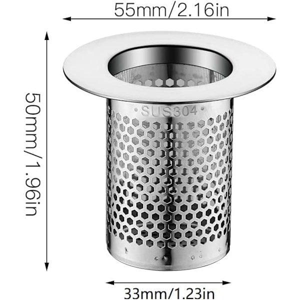 2 stk. afløbsfilter badekar afløbssi rustfrit stål afløbsfilter rustfrit stål mesh afløbsfilter afløbsfilter mesh kompatibel vask balkon