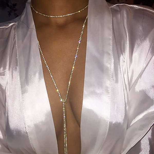 Rhinestone-rintaliivi bikinit ketju hopea kristalli rintaketju valjaat B