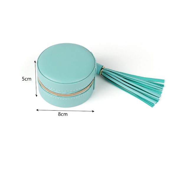 Rejse Smykkeæske Bærbar Rund Læder Mini Smykke Organizer Rejse Organizer med Lynlås Øreringe Halskæde Armbånd Display Case