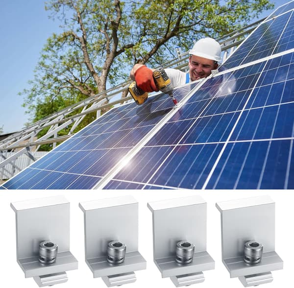 Pieces Solpanelstöd Kantklämmor, Fotovoltaiska Solpanel Fästbeslag, för Solpaneler Modulhöjd 30-50 mm