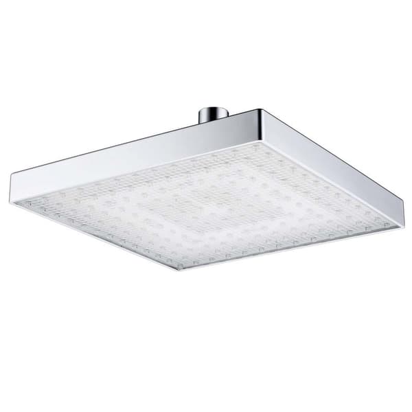 8 tommer krom regn LED brusehoved 7 farver skiftende temperaturstyret