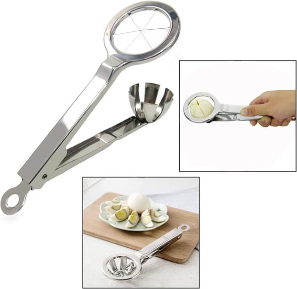 Egg Slicer Sivise Hard-boiled Eggs in 6 Equal Segments in One Action (Silver)