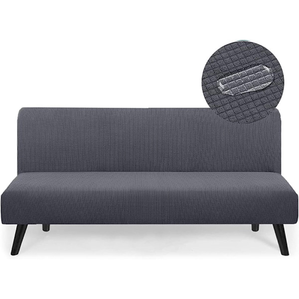 Sæt med 1 stræksofaovertræk 3-personers, elastisk armløst sofaovertræk, jacquard sofaovertræk, universelt sofaovertræk, sofabeskytter, grå