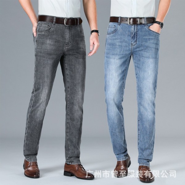 Jeans med låga kängor – avslappnad passform för män BLÅ STORLEK 38