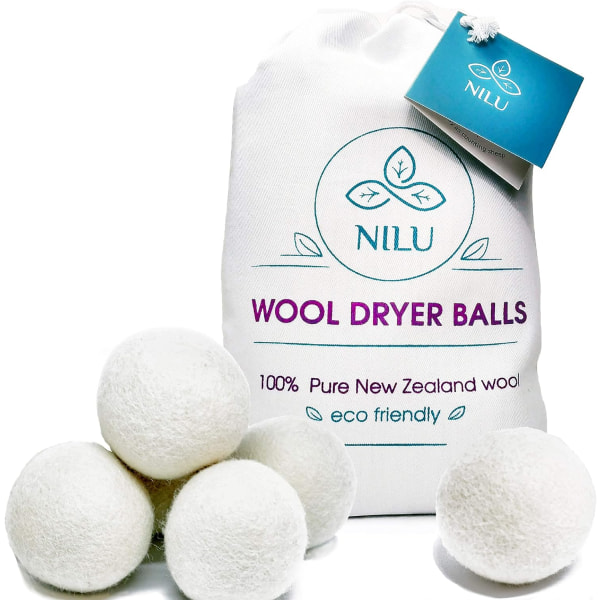 Tørkeballer, 6-pakning, XL-størrelse, gjenbrukbare, 100 % økologisk Premium New Zealand L