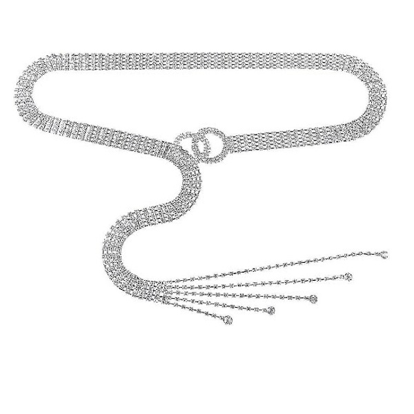 Dam Kristall Rhinestone Midjebälte Bling Kedja Med Dubbel O-ring