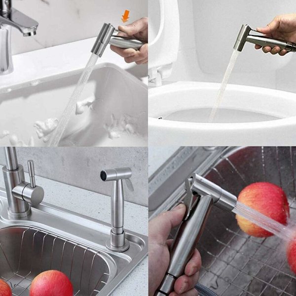 Rustfrit bidet toiletsprayersæt, justerbart tryk bidet sprayers håndbruser til bidet-haner Perfekt til personlig hygiejne, rengøringspleje Fo