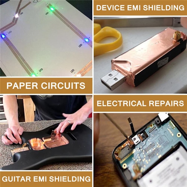 20M X 50mm Kobberfolietape med Dobbelt Ledningsevne, Snegle- og Sneglerafvisende, Til Guitar og EMI-Skærmning, Lodning, Elektriske Reparationer