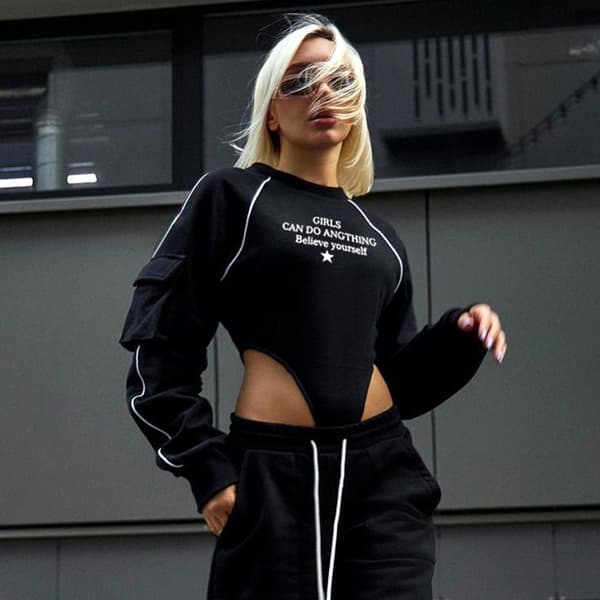 Splice pitkähihainen, Bodysuit MUSTA L