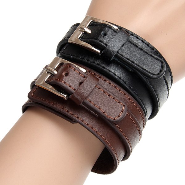 Punk Läder Armband Punk Bred Handledsskydd Manschett Armband Armband för Kvinnor