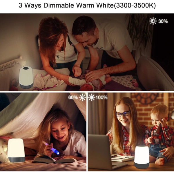 Touch Wake Up Natlampe med Solopgangssimulering Vækkeur, 3 måder dæmpbar varm hvid Sengelampe til Børneværelser RGB Ambient Bord Natbordslampe, Søvnhjælp Snooze Timer Tilstand