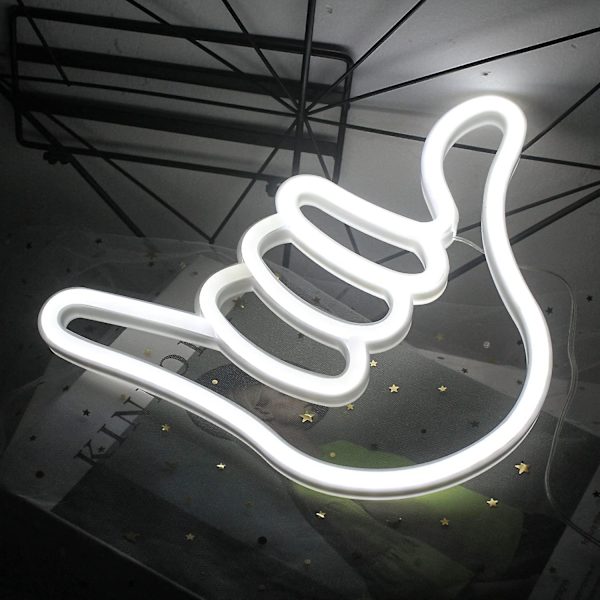 Finger Neon Sign Lucky Gesture Hvit Neon Neon Lys Skilt Håndformet Neon