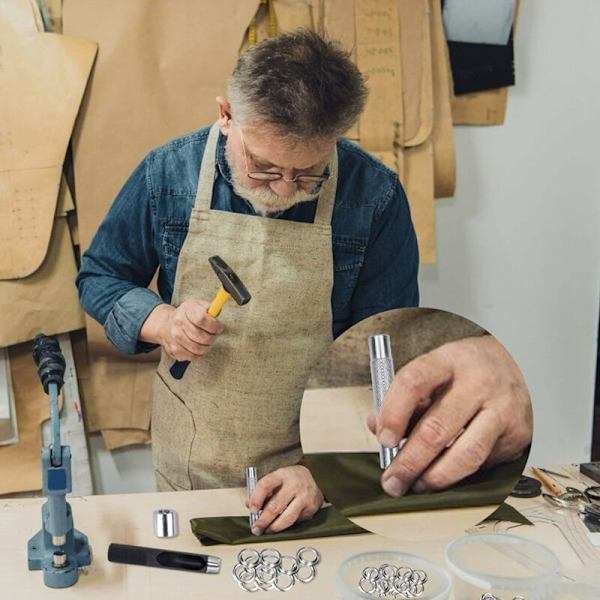 Grommetsett med 14 mm hull, 100 sett med hull og 3 stk hullverktøy og oppbevaringsboks for DIY-stoffpresenninghåndverk