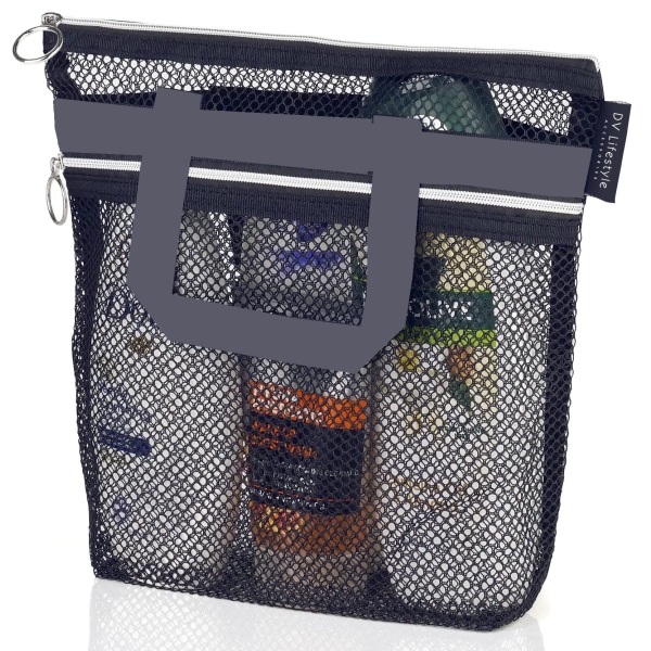 Väskor i väska Bärbar dusch Mesh Caddy-väska Snabbtorkande hängande toalettartiklar och B