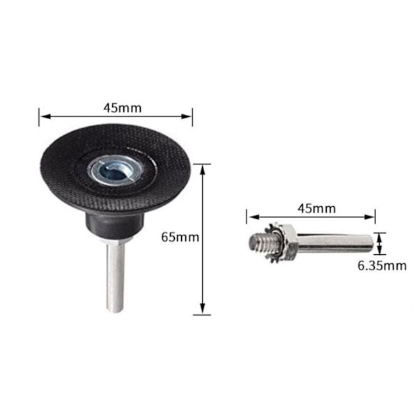 2 stk. 45 mm poleringspude skivepudeholder slibeskive dorn med 6,35 mm skaft hurtig udskiftning låsning rund skiveholder til roterende værktøjsslibning polering