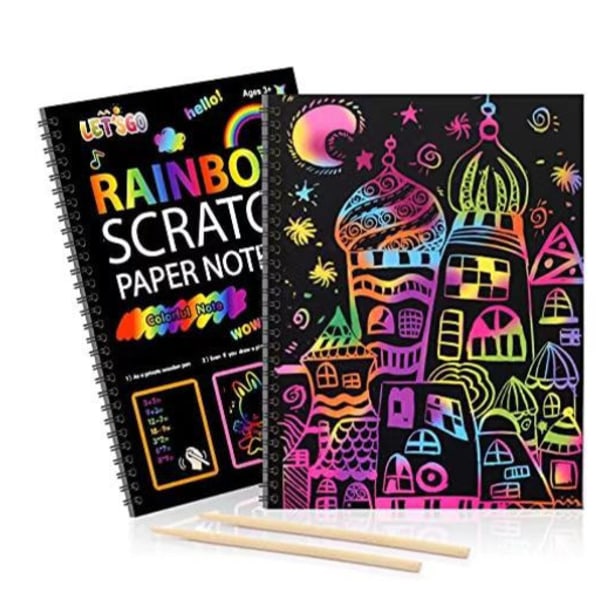 Rainbow Scratch Book för barn: Craft Magic Paper Gift Set Colorin