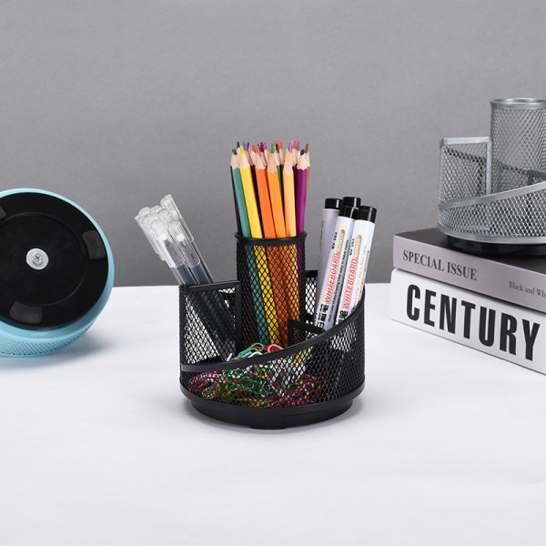 Penneholder for skrivebord, 360-graders roterende skrivebordsorganisator, blyantholder for