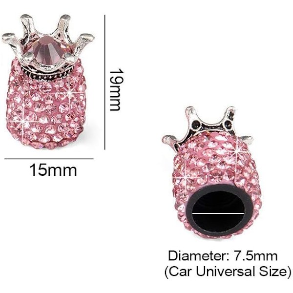 Krystal Dækventilhætter, 4 Pak Håndlavede Universelle Krone Krystal Rhinestone
