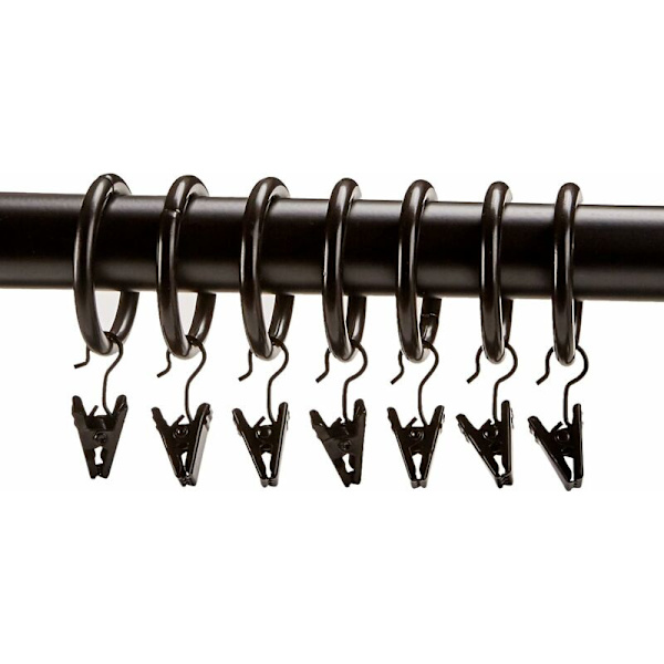Gardinklipsringe 2,5 cm, pakke med 20, sort