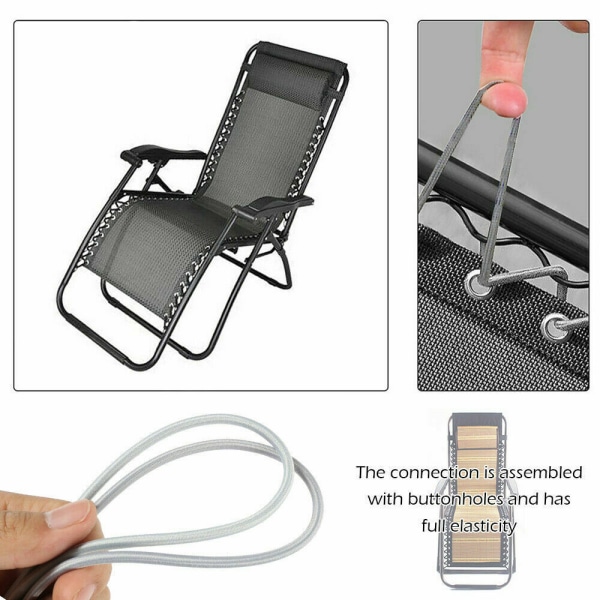 Ersättningsmaterial för stol, tyg till Anti Gravity Lounge Chair med rep, stolstillbehör Bungee Elastic Patio Recliner Chair(Svart Grå)