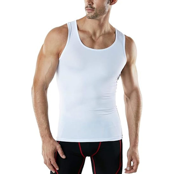 2 stk. Mænds Cool Dry Kompression Ærmeløs Tank Top, Sport Løb Basketball Træning Base Layer hvid