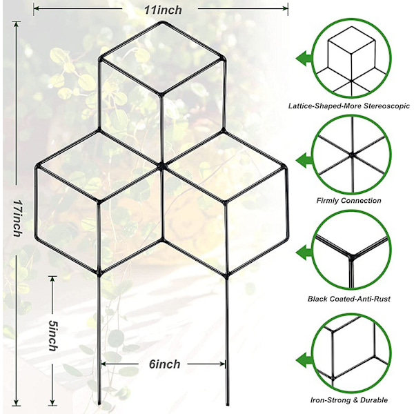 2 stk. espalier til klatreplanter, stabelbart metal espalier til potteplanter, 30*45cm til indendørs og udendørs brug (firkantet)