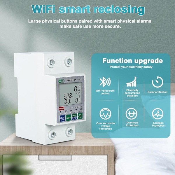 Hjemme Voltmeter Amperemeter, Tuya WiFi Smart Genopkobling Beskytter, Strøm Spænding, Energiovervågning, Relæ, Afbryder, Switch Beskytter, Med Indikator