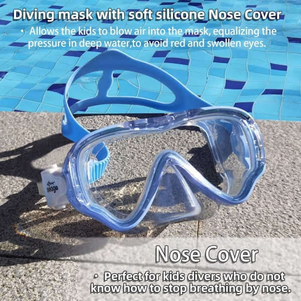 Barn simglasögon snorkel dykmask för ungdom, anti-dimma 180° klar sikt