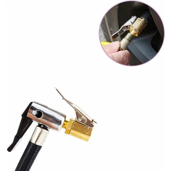2-delt bilventil-adapter, 8 mm pumpemunnstykke messing inflasjonsventilklemme