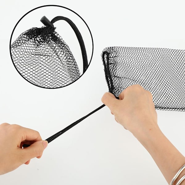 5 st Mesh-påsar Små, 20x15cm Påsar Dragskopåsar Mesh-påsar, Dragskopåsar Förpackningspåsar Mesh-påsar, Svarta Mesh-påsar Sandleksaker kompatibla Resor,